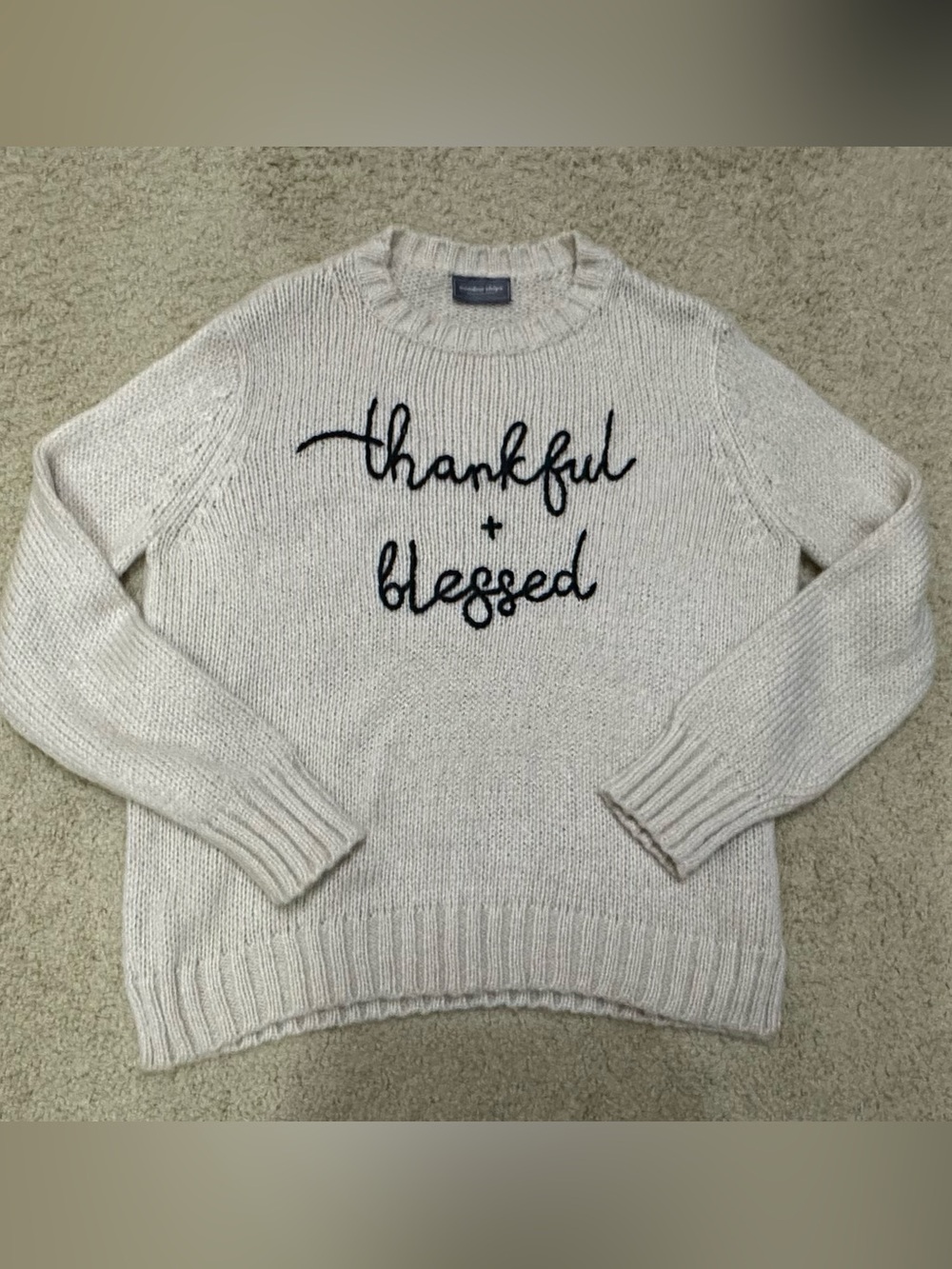 Wooden Ships Cream Crewneck Sweater with Black Script